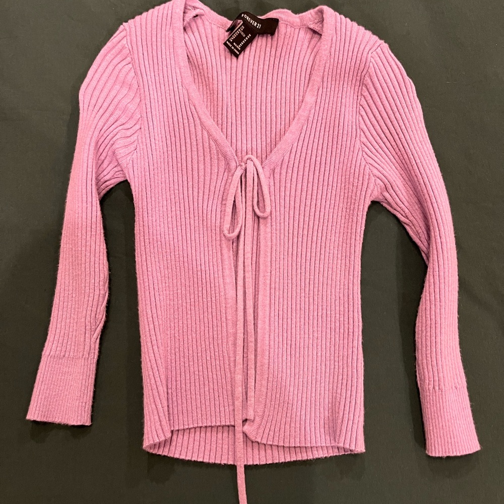 Forever 21 Tie-Front Sweater-Knit Top